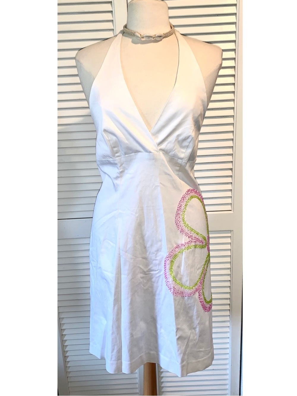 B. Moss white halter dress with floral beads women’s size 12